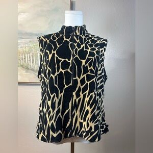Carlisle‎ Animal Print Corduroy Zip Vest Statement Piece - Size 12
